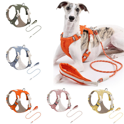 Comfortable Dog Harness Leads Set Fast Release Buckles-S Yellow 2