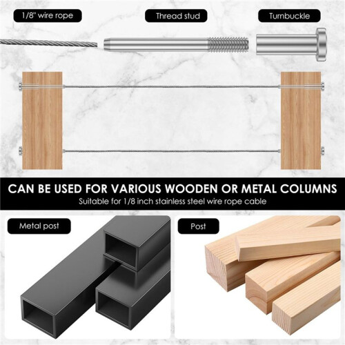 20Pcs Invisible Cable Railing Kit, Swage Stud End for Cable Railing, Swage Tensioner Cable Railing System for Wood 1