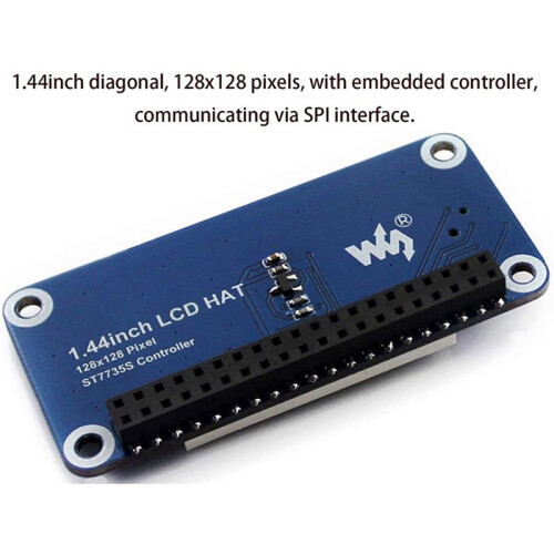 2X Waveshare 1.44 Inch LCD Display HAT for Raspberry Pi 2B/3B/3B+/Zero/Zero W 128X128 Pixels SPI Interface LED Backlight 1