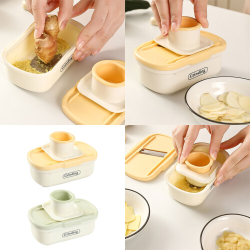 Plastic Garlic Smasher with Hand Guard Vegetable Grater-Yellow 2