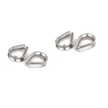 Stainless Steel 2mm Wire Rope Cable Thimbles Silver Tone 100 Pcs