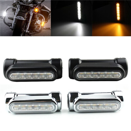 3X Motorcycle LED Highway Bar Switchback Driving Light/Turn Signal Light for (Black) 2