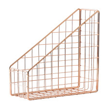 Rose Gold Electroplated Iron Book Holder Desktop Shelf File Magazine Book Stand Office Home Stationery Organizer Holder