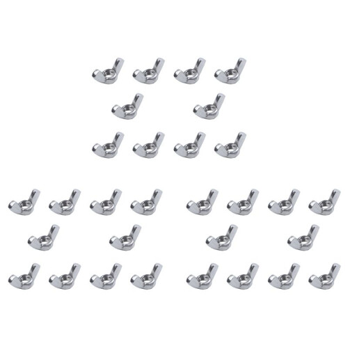 M6 Thread Dia Stainless Steel Wing Nut Butterfly Wing Nuts 30 Pcs