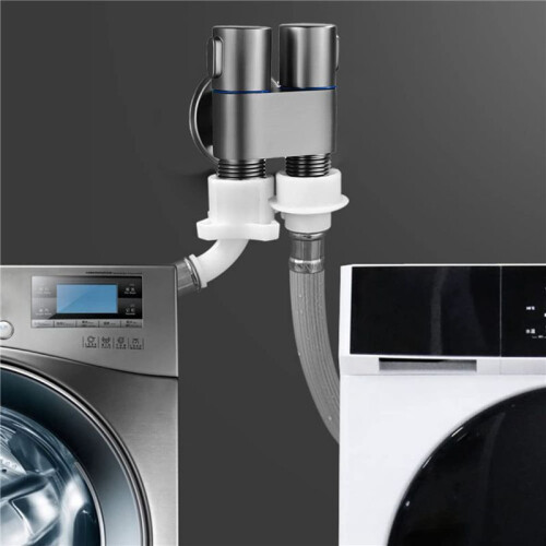 2X  Multi-Function Faucet Brass 1 Into 2 Out Dual Control Washing Machine Chrome Tap for Washing Machine A 1