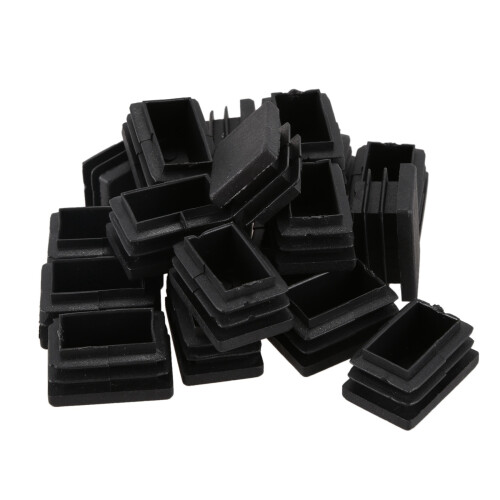 40 Pcs Plastic Rectangular End Cap 30mm X 20mm Threaded Pipe Tube Insert Rubber Feet 2