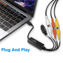 4X RCA AV zu USB C Konverter Video Capture Card Adapter 1 Kanal AV NTSC PAL Video S Video/Composite zu USB Konverter