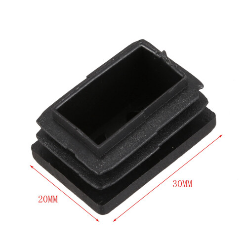40 Pcs Plastic Rectangular End Cap 30mm X 20mm Threaded Pipe Tube Insert Rubber Feet