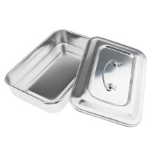 2X Stainless Steel Container Organizer Box Instrument Tray to Storage Box with Lid Tools Cans - 9 Inches No Hole