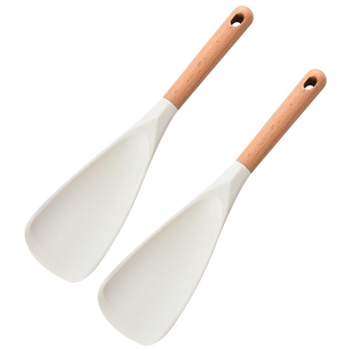 Silicone Cooking Spoon Heat-Resistant with Wooden Handle 2