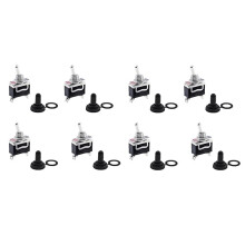 8Pcs 12V Toggle Switches with Waterproof Cover 2 Pin Rocker Car Boat Off SPST Terminal Auto Toggle