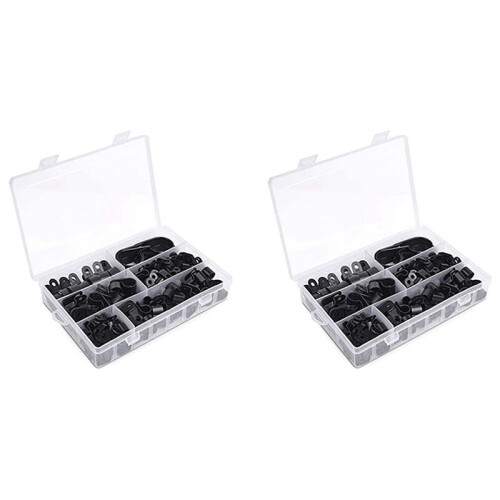 400Pcs R-Type P-Type Cable Clamps Plastic Nylon Wire Clip Assortment Kit Hardware Tools Cable Clip Buckle Clips Ties