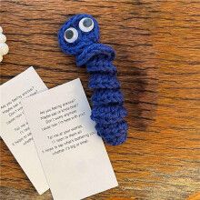 2X Handmade Emotional Support Worry Worm Gift, Crochet Worry Worm Inspirational Cares for You, Cute Knitted Gift,