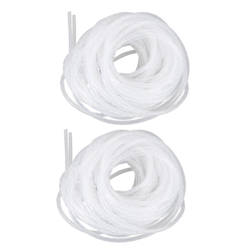 2X Cable Organizer Manager Spiral Wrap Band 6Mm Dia 15M Comprimento Branco