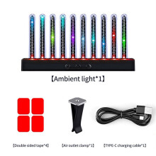 Car Symphony Atmosphere Lamp with 10 Music Rhythm Tubes USB Charging for Auto Interior Accessories