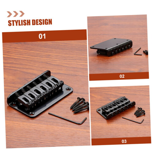Black Metal Acoustic Guitar Saddle Set, Durable Bridge Replacement with Stable String Height 2