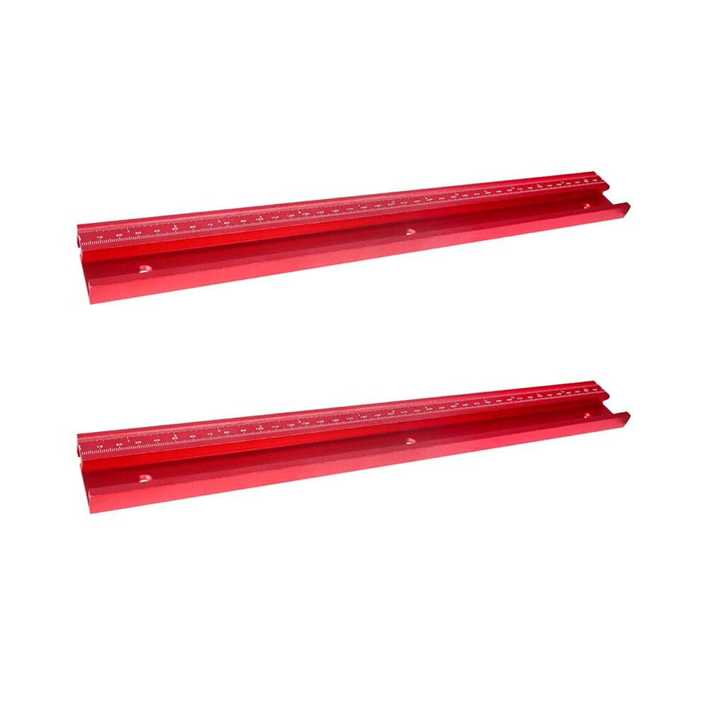 2X T-Track 45 Chute With Mm/Inch Scale Alloy Red T-Tracks Slot Miter Track 40Cm Woodworking Saw 4713291103546