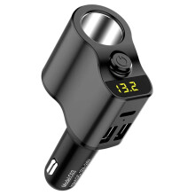Adaptador de Energia para Carregador de Carro Dual USB 3.0 com Carregador RáPido Tipo C com Isqueiro e Tela de LED