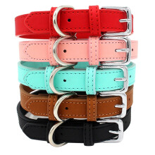 PU Small Dogs CollarsAdjustable Zinc Alloy Solid Color Puppy Collar Comfortable Durable Pets Supplies Accessories A