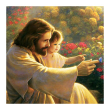 DIY Diamond Painting Full Diamond Round Christ and the Child  Stitch Embroidery Home Decoration