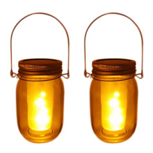 2-Pack Solar LED-Burk Flaskljus 12 LED Utomhus TräDgåRd HäNgande Lampa VattentäT LED-Ljusdekoration