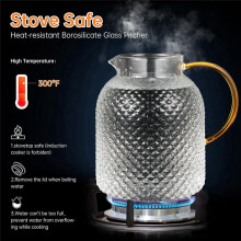 Glass Pitcher, 50oz Glass Pitcher with Lid and Spout, 1.5L Glass Water Pitcher, Iced Tea Pitcher for Fridge,Pitchers