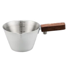 120 Ml Espressomätkopp med Våg, Kaffeupphällningskopp i Rostfritt Stål, Trähandtag, Verktyg för Precisionskaffetillverkning A