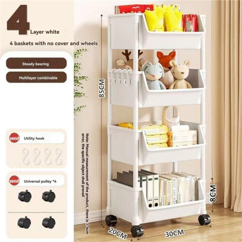 2-Layer Household Snacks Storage Bookshelf, Trolley Storage Rack, Storage Rack Kitchen Fruit and Vegetable Basket 1