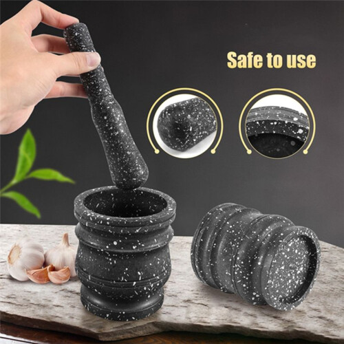 3set Granite Pattern Pestle Set Stone Herb Spice Grinder Solid Grinder Cooking Set 2