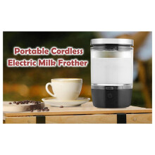 Portable Electric Milk Frother with Stainless Steel Whisks, Cordless Coffee Frother for Rich & Creamy Froth