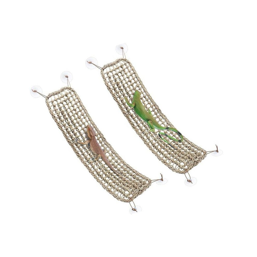 Bearded Dragon Hammock Lizard Reptile Climbing Toy Seagrass Fiber Accessories For Amphibians 2 Pack Tauoh