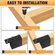 Pergola Brackets 4pcs,for 2 X 4Inch Pergola Post Top Rafter Brackets,Deck Railing Brackets,DIY Connectors Bracket