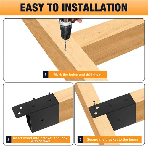 Pergola Brackets 4pcs,for 2 X 4Inch Pergola Post Top Rafter Brackets,Deck Railing Brackets,DIY Connectors Bracket