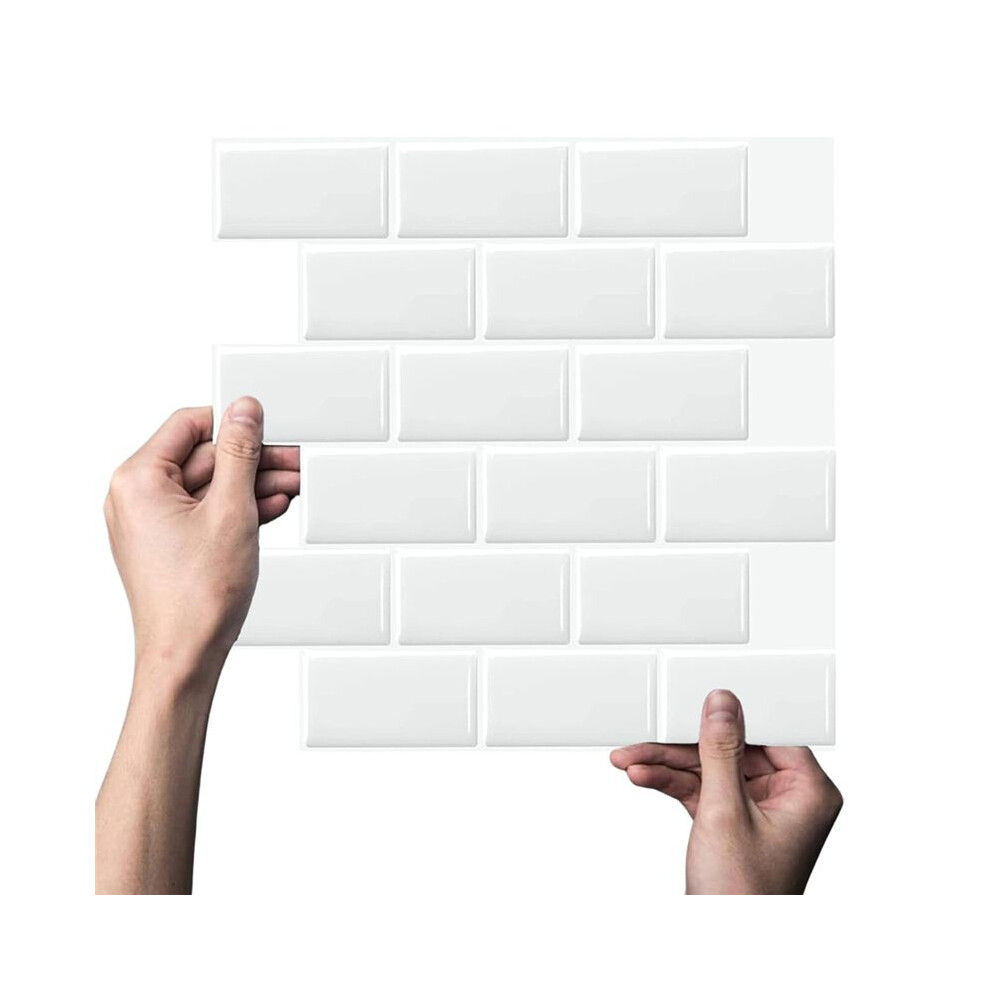 10 Sheets White Pet Subway Tile Peel And Stick Backsplash,12''Heatresistant Stick Tiles For Kitchen,Waterproof 6033972775717