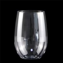 12PCS Stemless Dispossable Wine Glasses Smooth Rim Plastic Tumblers for Red White Wine Juices Water