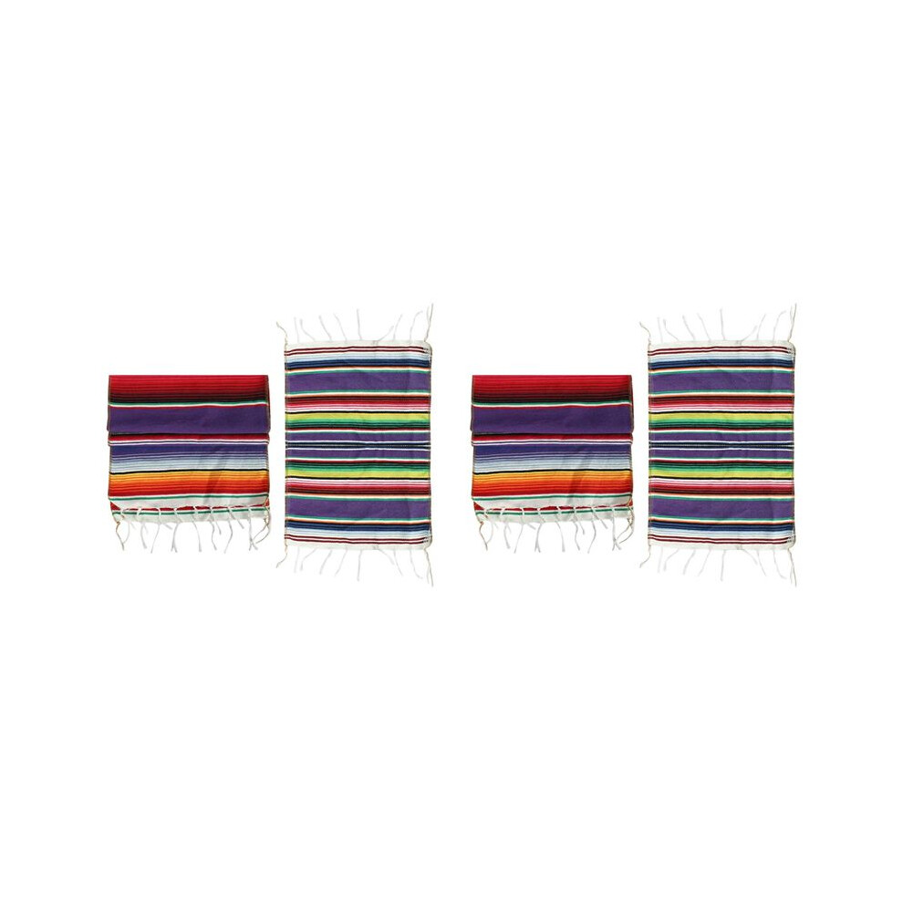 Mexican Table Runner With Place Mats,Mexican Assorted Place Mats 14 X 84 Inch (2 Table Runner + 16 Placemats) Brecantia