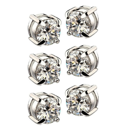 3 Paar Mode Ohrstecker Ohrring Weiß + Silber Farbe