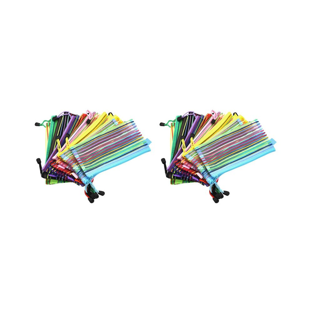 A6 Zipper Mesh Pouch, Colorful Pencil Pen Bag Document Bag Storage Pouch For Travel Makeup, Offices Supplies(28 Pieces) 6033505750266