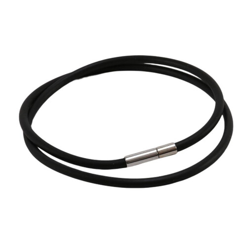 4X Colar de CordãO de Borracha Preta de 3 mm com Fecho de Aço Inoxidável - 18 Polegadas 2
