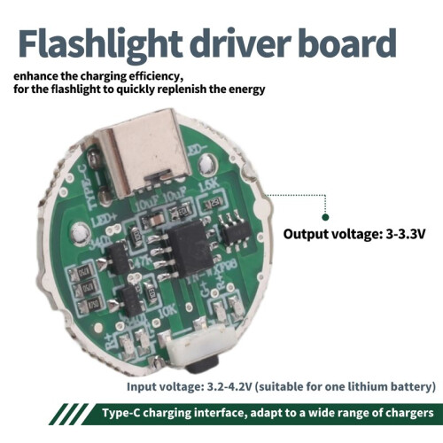 Side Press Strong Light Flashlight Driver Board  Circuit Board USB Interface Circuit Board DIY Accessories 10W 1