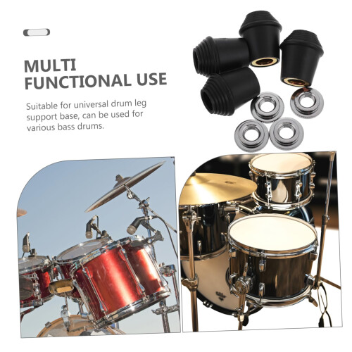 4pcs Bass Drum Rubber Feet with Locking Nuts for Drum Leg Replacement and Stability 2