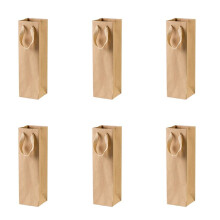 72 Pack Solid Brown Paper Bags with Sturdy Rope - 4 x 4 x 13.8Inch - for Wine,Gifts,Retails,Shopping,Merchandise