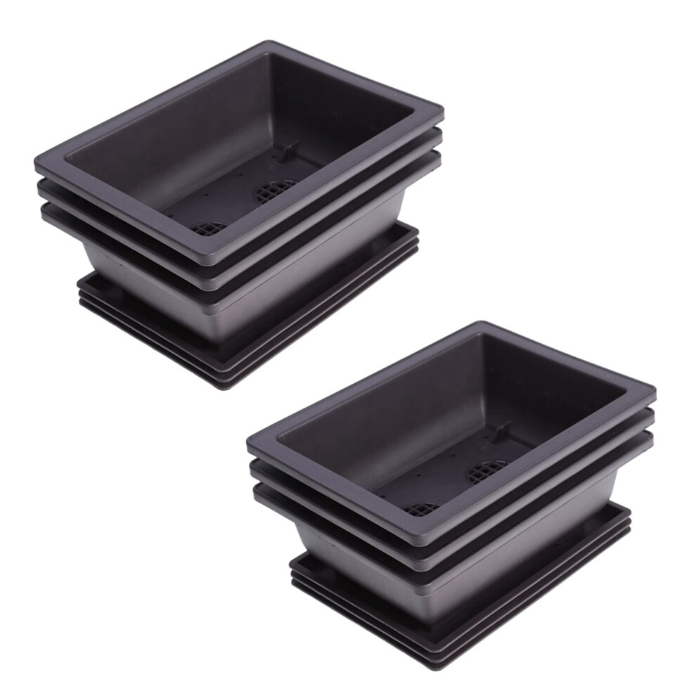 Semoic 12 Packs Bonsai Training Pots With Tray Plastic Bonsai Plants Growing Pot For Garden Yard Living Room 22.5X16.5cm