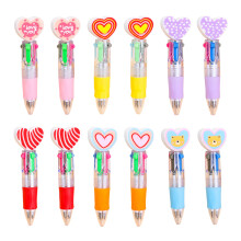 12Pcs Heart Shape Multicolored Pen 4 Color-in-1 Ballpoint-1 set