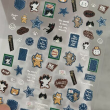Retro Inspired Cowboy Kitty Sticker Multipurpose Plastic Nail