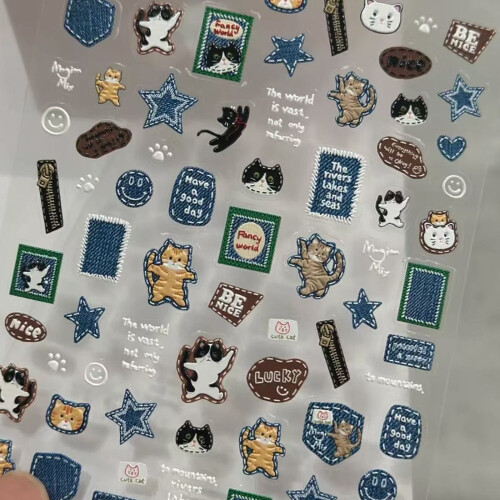 Retro Inspired Cowboy Kitty Sticker Multipurpose Plastic Nail