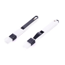 3pc Keyboard and Window Groove Cleaning Brush Set with Dustpan for Home and Office Black
