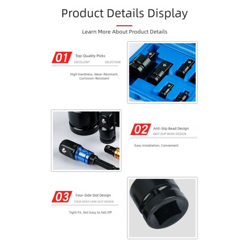 High Hardness Steel Impact Socket Adapter AntiSlip-9 piece set 1