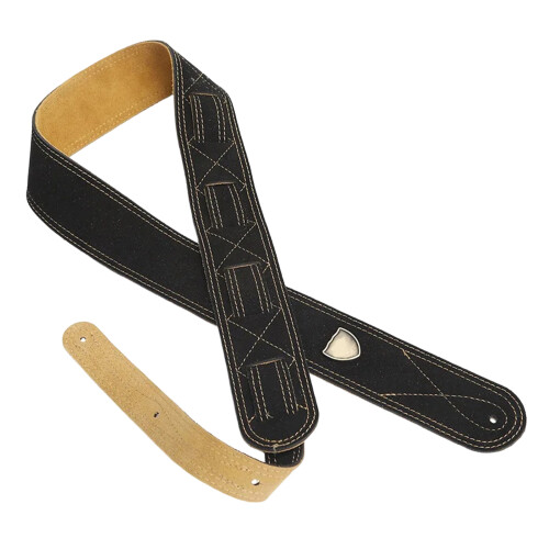 Soft PU Leather Guitar Strap with Breathable Design Wide-black