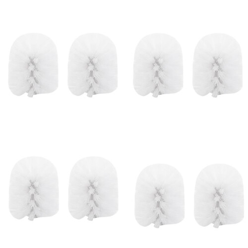 Replacement Spare Bathroom Accessory Plain Plastic Toilet Cleaning Brushes  Holders White (8x White Heads) 1